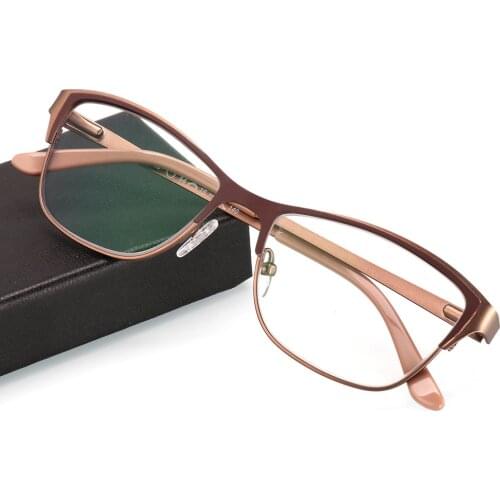 Metal Glasses Frame Women Brand Designer Female Vintage Cat Eye Prescription Eyeglasses Pink Full Myopia Optical Frames Eye