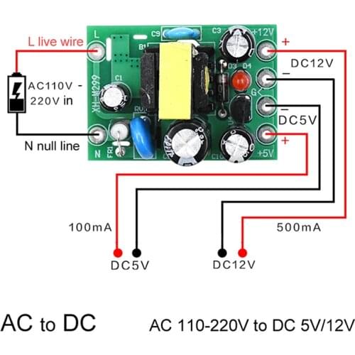 1pc New Hot Mini AC-DC Converter AC 110V 220V To DC 12V 0.2A+5V Module Board Wholesale