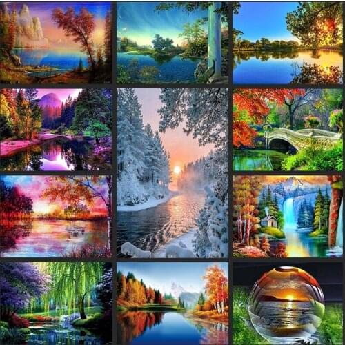 Full Drill 5D DIY Diamond Painting "spring tree landscape" Embroidery set Cross Stitch Mosaic Decor