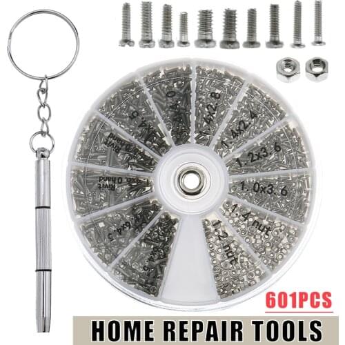 600Pcs Screws Nuts Repair Kits 12 Kinds Stainless Steel Tiny Hex Assortment Kit + Screwdriver For Glasses Sunglass Watch Tool