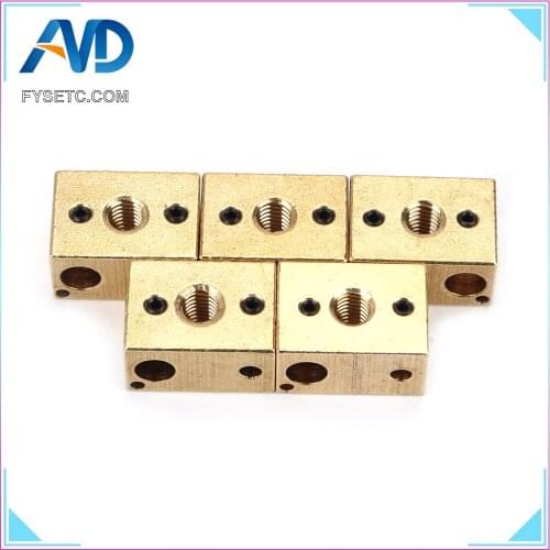 5pcs Copper Brass Heated Block For E3D Copper Hotend 3D Printer High Temperature Hardened Steel V6 Nozzles Titan Extruder
