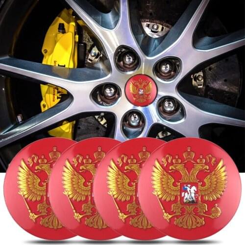 4PCS 56MM 3D Coat of arms of Russia National Emblem Car Steering tire Wheel Center stickers Russian Eagle Decoration Decals