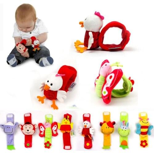 Newborn Baby Wrist Watchs Toy Hand Wrist Strap Soft Animal Baby Rattles Christmas Gift Infant Learning Toy