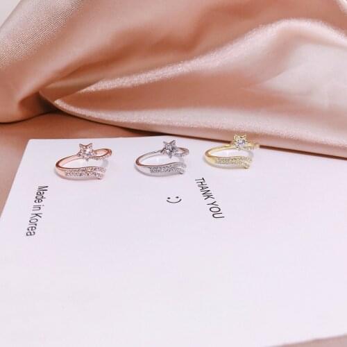 Real 925 Sterling Silver Openable Rings Exquisite Dazzling Moissanite Charming Lasting Shiny Ribbon Ring Women Amazing Star
