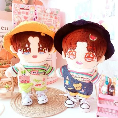 20cm NEW Replaceable clothes Doll shoulder strap pants striped T-shirt Sean Xiao Clothes Childrens Christmas toys gifts