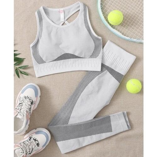 Yoga Clothes Two-piece Womens Seamless Tight Sports Bra Fitness High-waisted Thin Hip-lifting Sports Pants Women