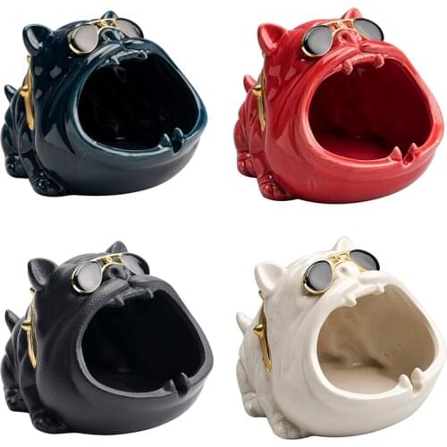 Ceramic Cartoon Dog Ashtray Household Anti Fly Ash Large Capacity Cute Dog Cigar Smoking Ashtray Home Decor Gift