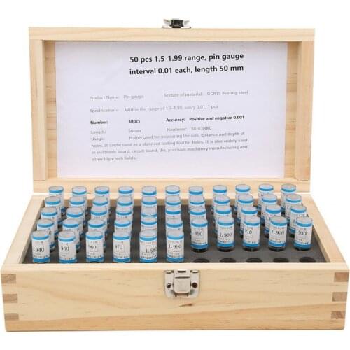 Pin Type Needle Gauge Set Bearing Steel Smooth Surface Plug Measuring Tool 1.5-1.99mm Inspection Gage