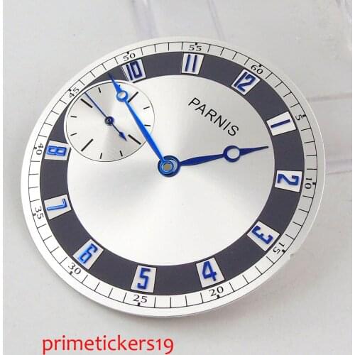 Fit ETA 6497 ST 3600 movement 38.3mm parnis white dial + blue hands blue numbers