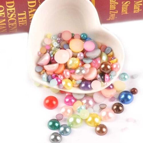 Half Round Pearl Beads Flat Back Embellishments Cabochons For DIY Scrapbook Crafts Bead Decoration 3/4/5/6/8/10/12mm 12colors BM