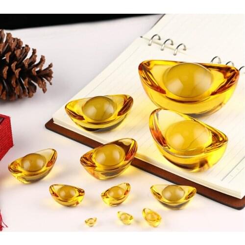 Crystal Ingot Home Decoration Handicraft Gold Ingot Auspicious Home Decoration Glass Ingot Miniature Model