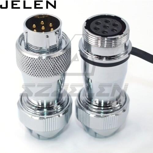 WS20 series 7pin waterproof connector IP67 Male and female, Metal round docking waterproof connector 7pin plug socket