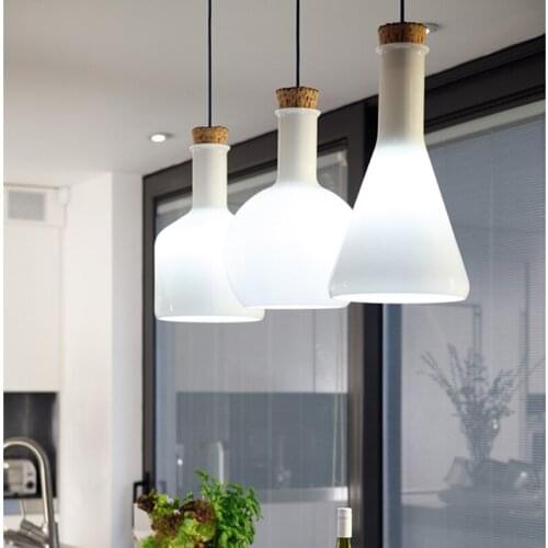 Modern White Magic milk Bottle Pendant Light glass dining room living room Suspended Luminaire E27 110-240V