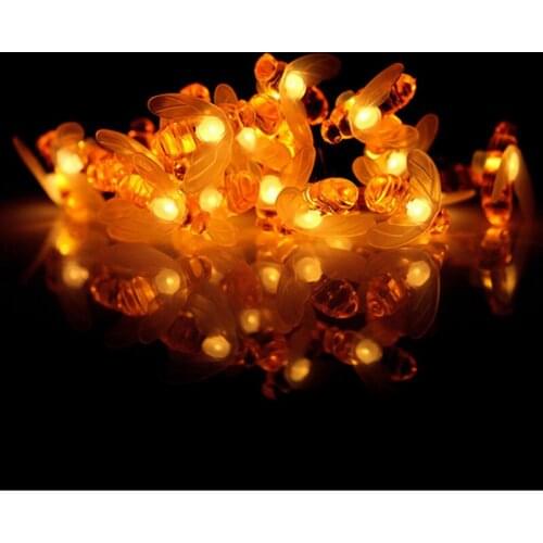 Aaa battery20/30 Solar LED Light String Christmas Lights outdoor Honey Bee Garland Fairy Lights IP Waterproof Cork for Garden 35