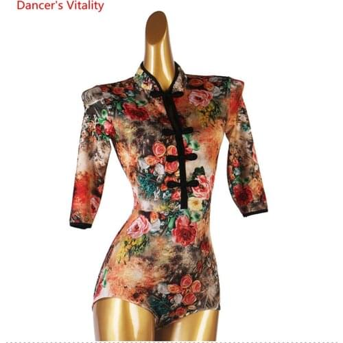 Latin Dance Clothing Top for Women Latin Dancing High Collar Half Sleeves Top Customized Adult Chidl Ballroom Clothing Outfit