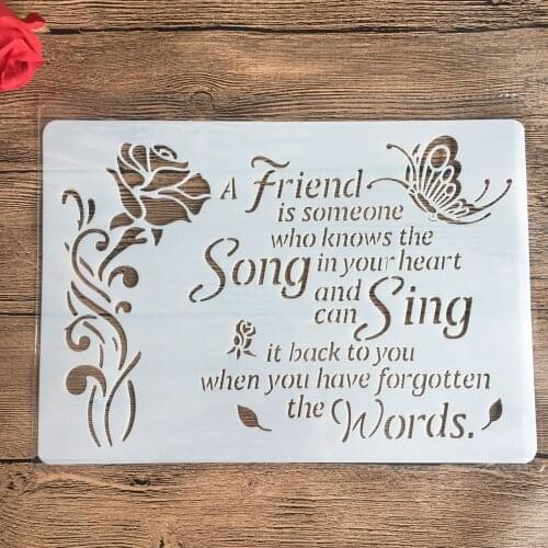 Song sing rose A4 29*21cm DIY Stencils Wall Painting Scrapbook Coloring Embossing Album Decorative Paper Card Template