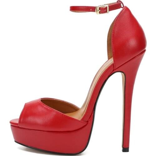 Plus:40-47 48 Crossdresser stilettos Women Banquet shoes woman sexy 16cm Thin Heel Peep Toe Platforms Exegang Office Lady Pumps