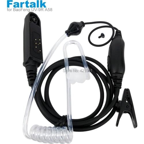 UV-9R Air Acoustic Tube Earpiece Headset Mic for BaoFeng A-58 UV-9R Plus GT-3WP BF-9700 Walkie Talkie Two Way Radio