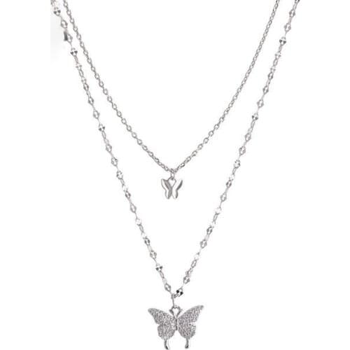 Vintage Fashion Butterfly Necklace For Women Kpop Lucky Body Jewelry Cute Halloween WOMAN ACCESSORI Pendant Crystal Choker