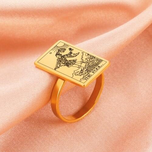 COOLTIME Tarot Vintage Rings for Women Men Aesthetic Retro Stainless Steel Jewelry Finger Rings Couple Friends Gifts 2021 Trend