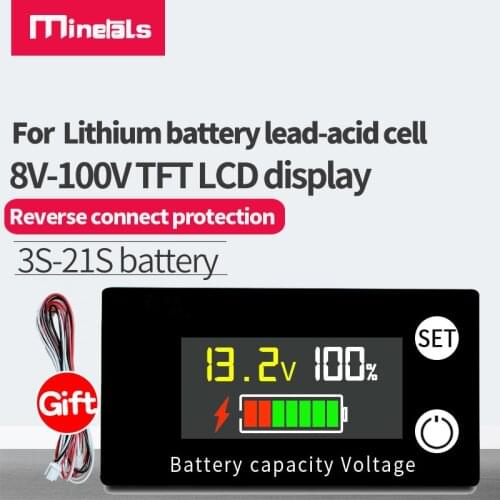 Waterproof DC voltmeter DC 8V-100V Capacity Indicator Power Display Meter Lithium LiFePO4 lead-acid cell 12V 24V 48V