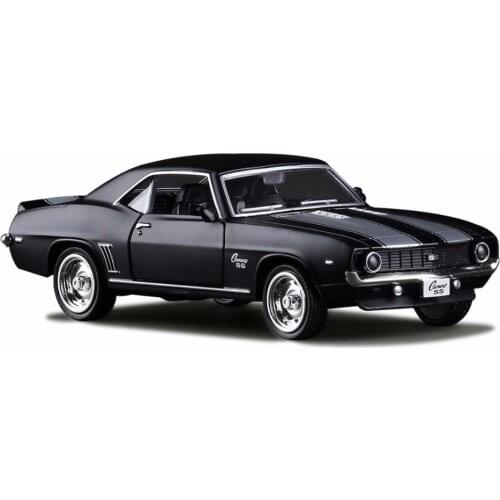 1/36 Scale USA 1969 Camaro SS Vintage Matte Black Diecast Metal Car Model Toy For Collection Gift Kids