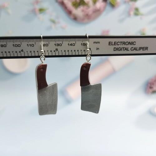 1Pair Korea Funny Lovely Kitchen Knife Drop Earrings for Girl Creative Dangle Earings for Women Gift Jewelry EC182