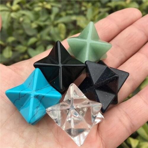 1pcs Beautiful Natural Blue Sand Stone Crystal Merkaba Pandent Polished Necklace Pendant Reiki Healing Chakra Crystal As Gift