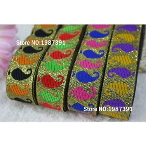 10yards/lots Woven Jacquard Ribbon 3.3cm Geometric comma pattern LS-4657