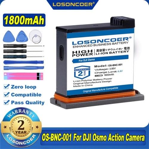 100% Original LOSONCOER 1800mAh OS-BNC-001 Battery For DJI Osmo Action Camera Accessories
