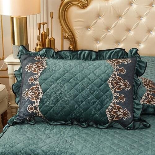 2pcs Embossed Velvet Quilted Embroidery Lace Pillow Case Cover Home Decor Rectangle Pillow Sham Winter Warm 48x74cm