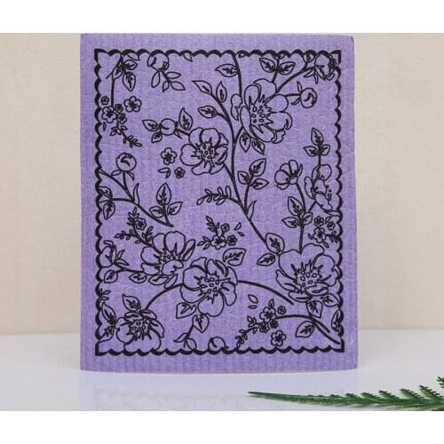 2pcs Anti-grease Wiping Rags Kitchen Absorbent Cellulose Sponge Cleaning Cloth Home Washing Dish Cleaning Towel Flower series
