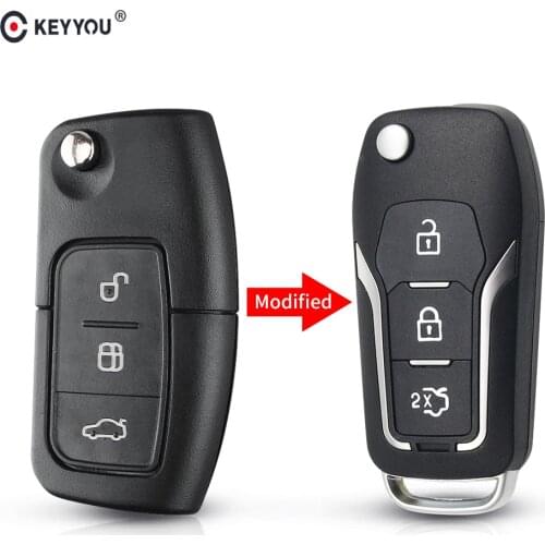 KEYYOU 3 Buttons Modified Filp Car Remote Key Shell For Ford Mondeo Focus Fiesta C Max S Max Galaxy Fob Keyless Entry Case