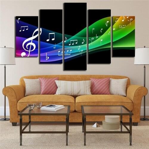 5 Pieces Wall Art Canvas Painting Colorful Semiotic Poster Modern Home Living Room Music Classroom Decorative With Pictures