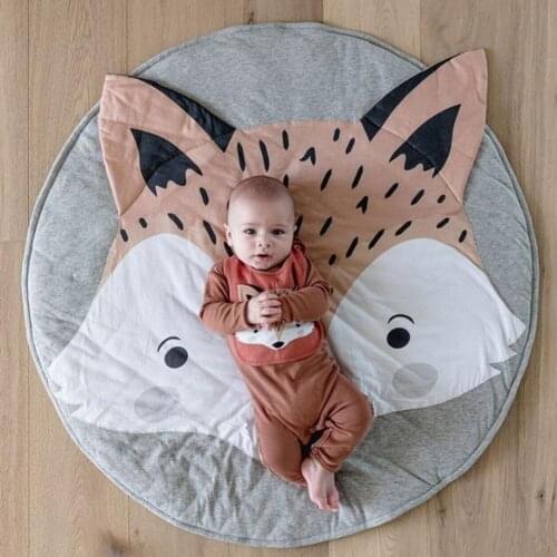 85cm Fox Print Baby Toddler Soft Cotton Crawling Play Mat Blanket Floor Carpet Nursery Climbing Pad Rug Activitys Games Toys