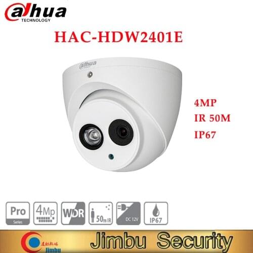 Dahua 4MP HDCVI WDR IR Eyeball Camera HAC-HDW2401E 120dB True WDR, 3DNR Dome Security CCTV Camera IR 50m HAC-HDW2401E