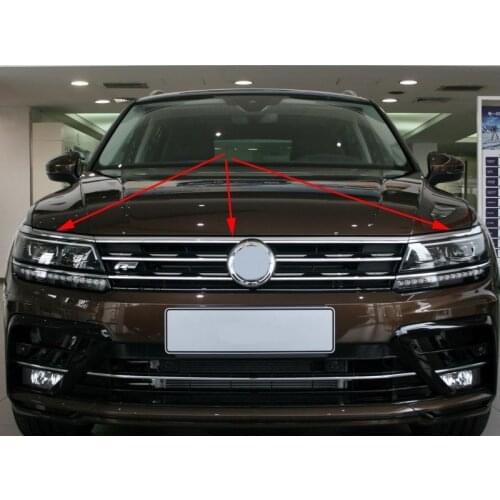 For 2016 2017 2018 2019 VW tiguan mk2 European version FRONT HOOD BONNET GRILL LIP MOLDING COVER TRIM BAR GARNISH MESH 3pcs/set