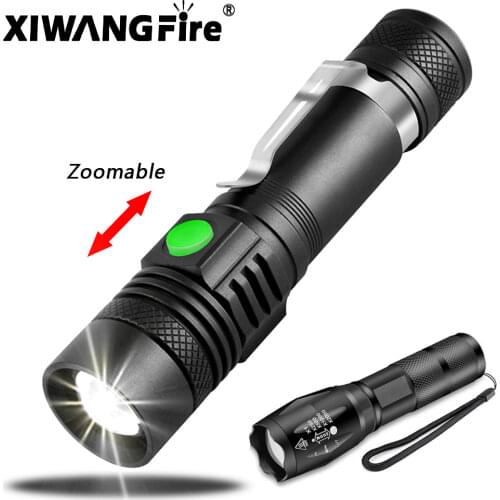 Portable T6 Ultra Bright LED Flashlight Tactical Military Torch 980000LM Zoomable 4 Lighting Modes Without Battery Outdoor Tools