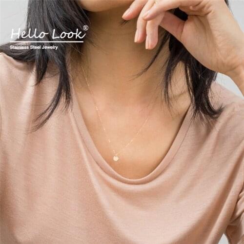 HelloLook Diameter 6mm Round Pendant Necklace Gold Stainless Steel Choker Necklaces Chains Womens Accessories Jewelry