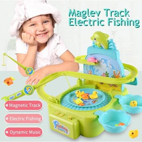 Electric Magnetic Fishing Toy 3-6 years Old Flying Fish Music Light Play Interactive Educational Toys Magnetic Fishing Suit