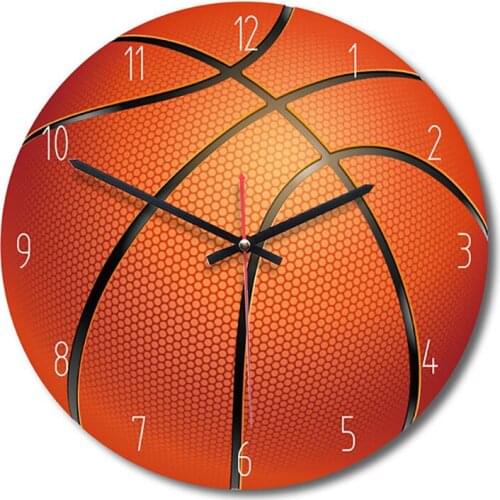Quality Home Decorative Wall Clock Sport Style Wooden Wall Clock Living Room Bedroom Kids Room Clock Basketball