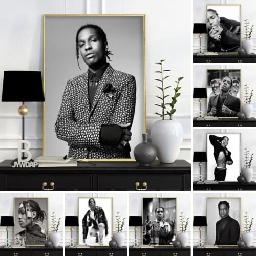 ASAP Rocky Music Singer Star Pop Art Black and White Canvas Painting Wall Pictures Posters and Prints for Living Room Home Decor
