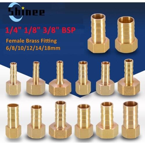 Brass Hose Fitting 6/8/10/12/14/18mm Barb Tail 1/8" 1/4" 3/8" BSP Female Thread Copper Connector Coupler Adapter