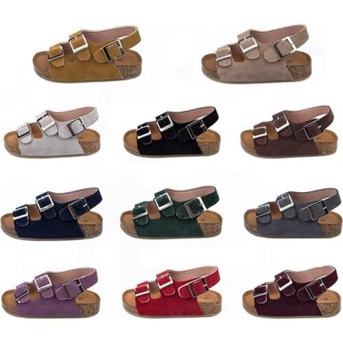 Summer Childrens sandals cork sole Non-slip Boys Beach sandals simulation suede leather girls shoes kids sandals