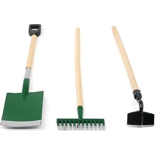 1/12 Scale Mini Shovel Rake Garden Tools Model Doll Life Scene Dollhouse Miniature Accessories Decoration Doll House Toy
