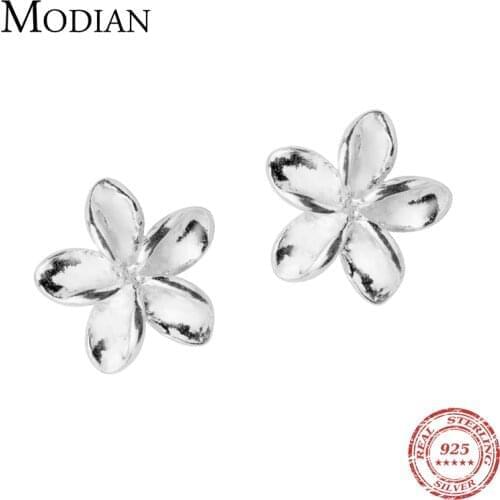 Modian Small Cute Flower Exquisite Stud Earrings Classic 925 Sterling Silver Charm Female Jewelry For Women Fashion S925 Earring