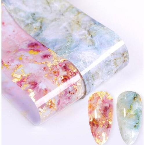 Fashion Nail Sticker Marble Stained Starry Nails Art Sticker Pink Blue Foil Manicure Salon Transfer Decals