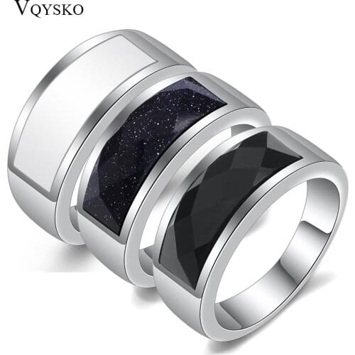Fashion High-Quality Multicolor Half Stone Rings For Women Men Stainless Steel Jewelry Wedding Party Gift Ring Wholesale
