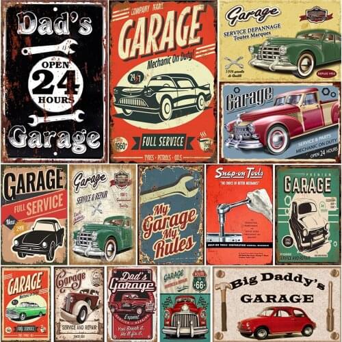 Metal Poster Vintage Car Tin Sign Plaque Plate Club Decorative Metal Signs Car Tools Shabby Wall Sticker Garage Shop Wall Decor