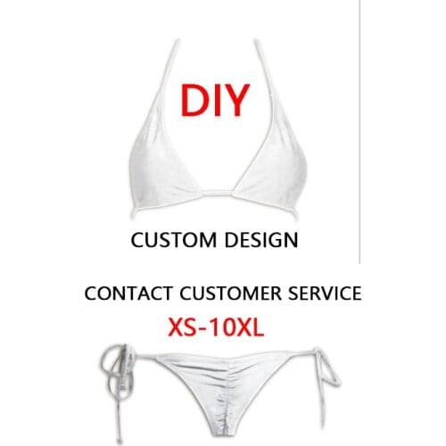 2021 New Fashion Casual Sexy Beach DIY Custom Design Logo Adjustable T-shaped Micro Lace Women Bikini Forever Young Swimwear